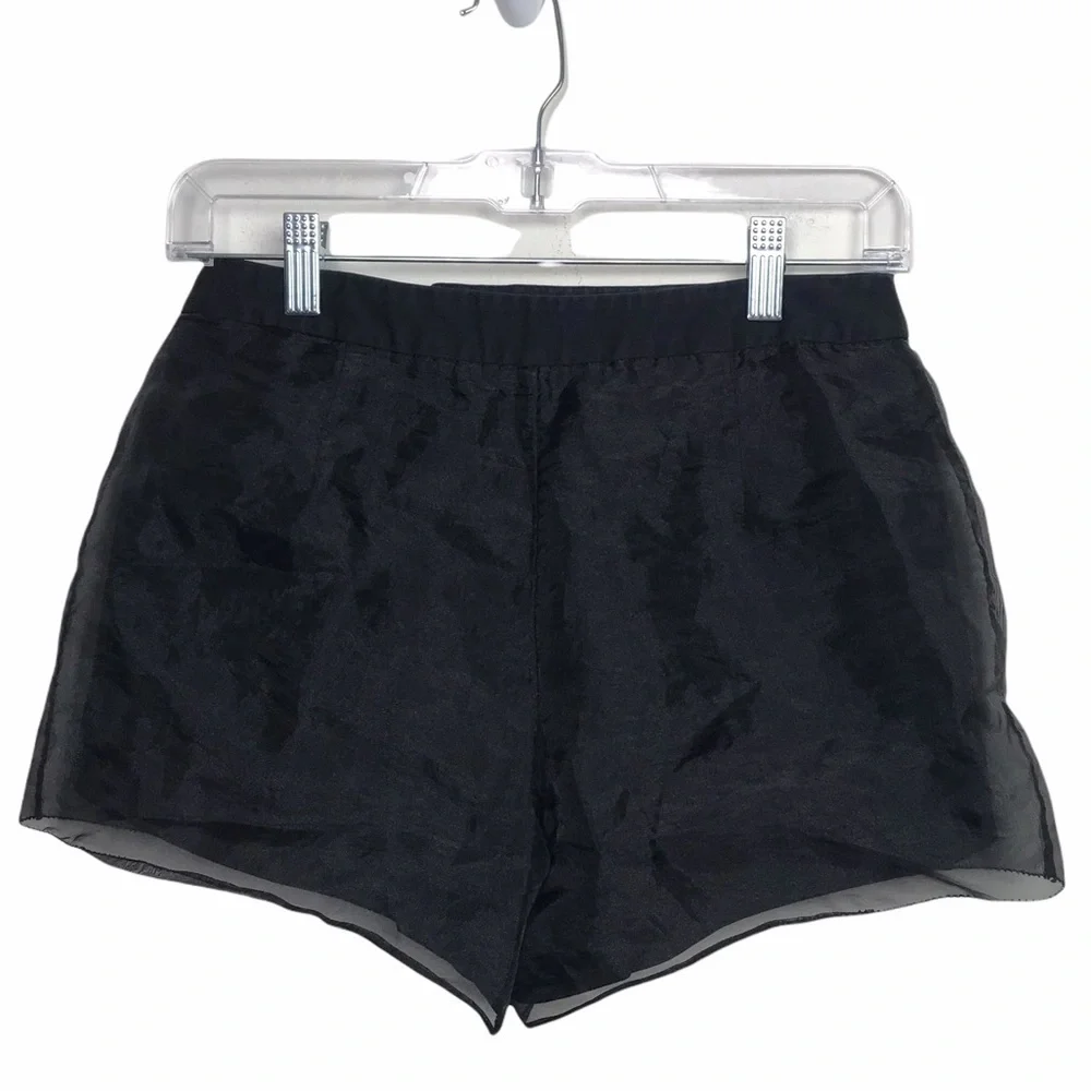 Lily Black Chiffon Mid Rise Shorts